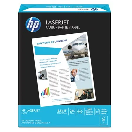 HP LaserJet Paper, 98 Brightness, 24lb, 8-1/2 x 11, Ultra White, 500 Sheets/Ream