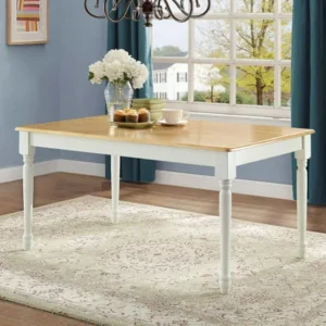 Better Homes and Gardens Autumn Lane Farmhouse Dining Table, White and Natural