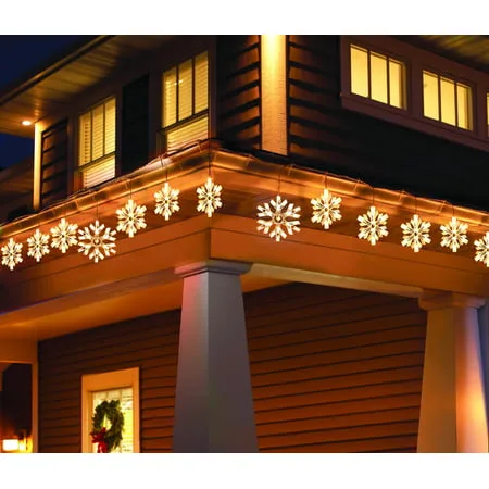 Holiday Time Twinkling Snowflake Icicle Light Set Comes With 105 Lights White Wire Clear Bulbs, 9 Count