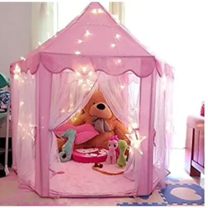 Pink Princess Castle Kids Play Tent Children Playhouse, Great Birthday Gifts for 1-10 Years old Kids Toys, Indoor and Outdoor Use, 55-Inch Diameter x 53-Inch Height (LED light Not Include)