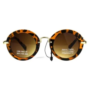 Girls Children Size Round Retro Vintage Designer Fashion Sunglasses Tortoise Brown