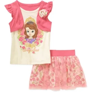 Disney Sofia the First Toddler Girl Tee and Scooter Set