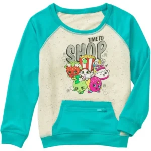 Girls' Time 2 Shop Long Sleeve Hacci Crew Neck Top With Front Kangaroo Pocket