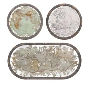 Classy Mirrored Map Wall Decor - Set of 3