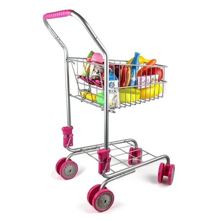 Precious Toys Kids & Toddler Pretend Play Shopping Cart with Groceries
