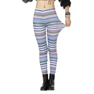 Pop Fashion Women's Winter Stretch Diamond Striped Printed Leggings Tight Pants (One Size - Regular, Diamond - Blue, White, Pink, Green)