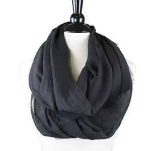 Pop Fashion Womens Infinity Lightweight Scarf Solid Color Scarf with Frayed Edges