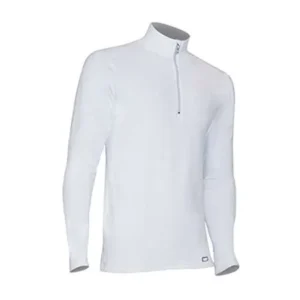 Polarmax Mens 4Way Stretch Long Sleeve Zip Mock Tee (White, Medium)