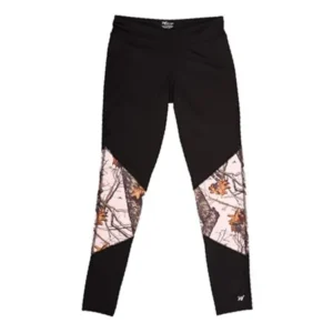 Womens Active Wear Tights Black with Pink Camo Accents â€“ Medium