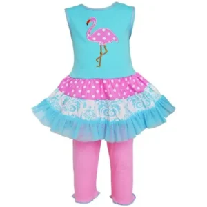 AnnLoren Boutique Pink Flamingo Dress & legging Outfit Girls Clothing