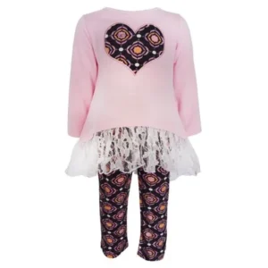 Ann Loren AnnLoren Girls Boutique Medallion Pink Cotton Tunic and Leggings