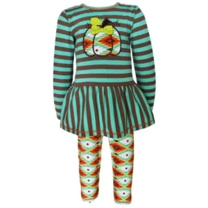 Ann Loren AnnLoren Girls' Boutique Green Aztec Pumpkin Patch Outfit