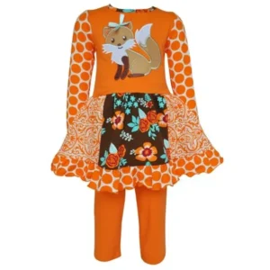 Ann Loren AnnLoren Girls Boutique Foxy Floral Dress and Legging Clothing Set
