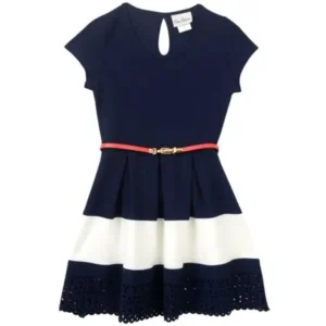 Tween Diva Girls Navy Colorblock Belted Dress 7