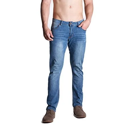 Barbell Apparel Men's Straight Athletic Fit Jeans - AS SEEN ON SHARK TANK (30x34, Light Wash)