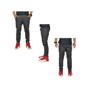 Alta Fashion Mens Plain Slim Casual Running Sweatpants Joggers with 3 Zippered Pockets