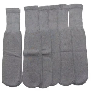 6 Pairs of excell Children's Cotton Tube Socks, Referee Style, Gray, Boys Girls, Size 4-6