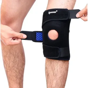 IPOW Adjustable Knee Brace and Support Bilateral Hinges Non-slip Breathable Patella Stabilizer Compression Sleeve Pain Relief for Men & Women Arthritis, Football, Running, Jumping, Black