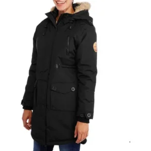 Fahrenheit Women's Long Puffer Coat With Fur-Trim Hood