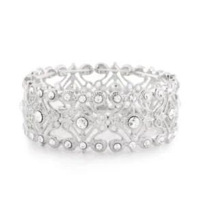 Silver-Tone Crystal Accent Stretch Bracelet