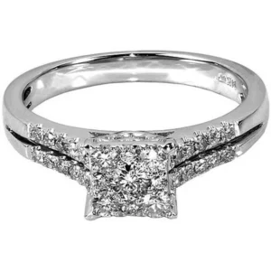 1/2 Carat T.W. Square Diamond 10kt White Gold Engagement Ring