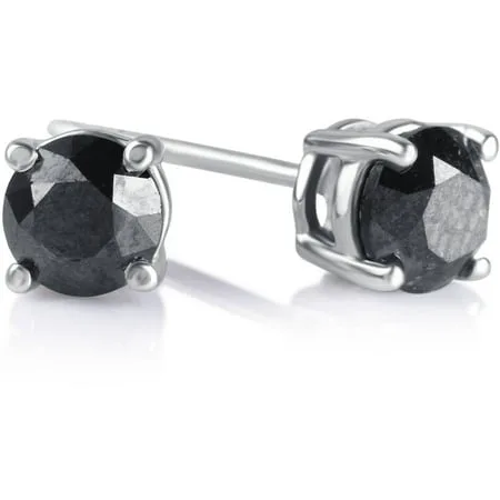 Arista 1 Carat T.W. Round Black Diamond Sterling Silver Stud Earrings