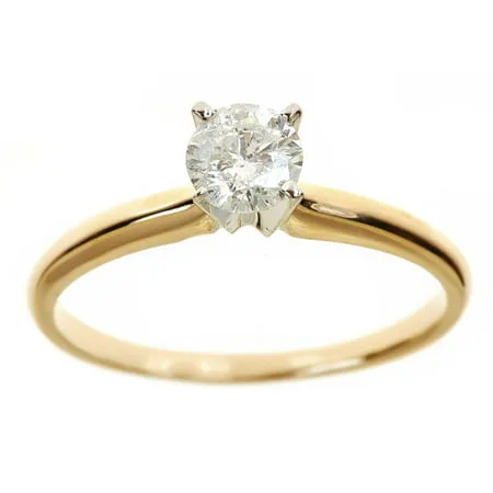 1 Carat T.W. Round White Diamond 14kt Yellow Gold Solitaire Ring, IGL certified