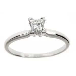 1/2 Carat T.W. Genuine Princess White Diamond 14kt White Gold Solitaire Ring, IGL Certified