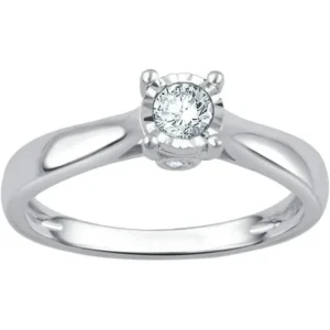 1/4 Carat T.W. Round White Diamond 14kt White Gold Sol Plus Engagement Ring, .IGL Certified