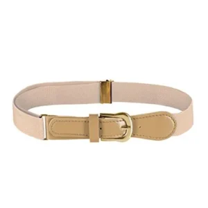 FIT RITE Kids Elastic Adjustable Belt with Leather Closure (Khaki)