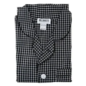 Bill Baileys Sleepwear Mens Broadcloth Woven Nightshirt Sleep Shirt (Large, Grey Checkered)