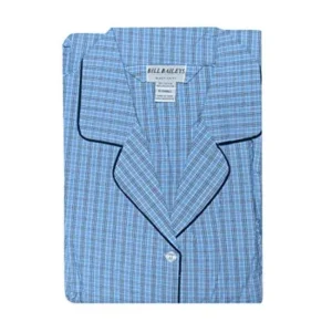 Bill Baileys Sleepwear Mens Broadcloth Woven Nightshirt Sleep Shirt (Mdium, Blue Navy Plaid)