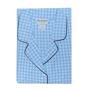 Bill Baileys Sleepwear Mens Broadcloth Woven Nightshirt Sleep Shirt (Mdium, Light Blue Plaid Med.)