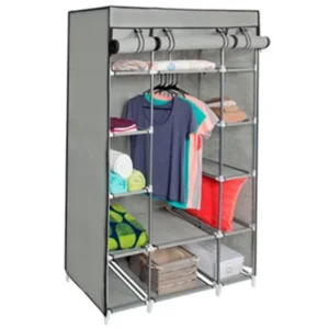 Best Choice Products Portable 13-Shelf Wardrobe Storage Closet Organizer W/ Cover and Hanging Rod, Gray