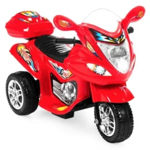 Best Choice Products 6V Kids Battery Powered 3-Wheel Motorcycle Ride On Toy w/ LED Lights, Music, Horn, Storage - Red