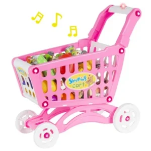 Musical Shopping Cart Pretend Play Toy With Food Fruits Vegetables and Lights