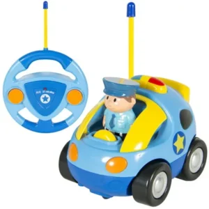 Best Choice Products 2-Channel Beginners Kids Remote Control Cartoon Police Car - Blue/Yellow