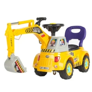 Ride-On Excavator Digger Scooter Pulling Cart Pretend Play Construction Truck