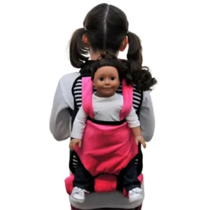 The Queen's Treasures Pink, Black & White Childs Backpack Doll Carrier & Sleeping Bag Clothes & Accessory Storage Compatible with 18 Inch American Girl Dolls