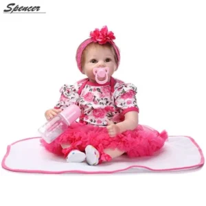 Spencer 22" Reborn Baby Doll Soft Silicone Vinyl Lovely Lifelike Cute Baby Girl Toy Beautiful Clothes Doll