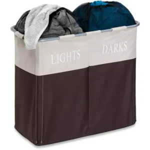 Honey Can Do Dual Laundry Hamper for Light and Dark Clothing, Multicolor