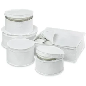 Honey Can Do 5pc Dinnerware Storage Set with Stay-Closed Cases, White
