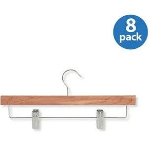 Honey Can Do Skirt and Pant Hanger with Clips, Cedar (Pack of 8)