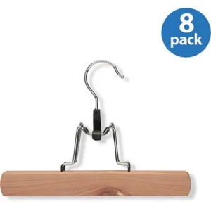 Honey Can Do Clamp Pant Hanger with Swivel Hook, Cedar (Pack of 8)