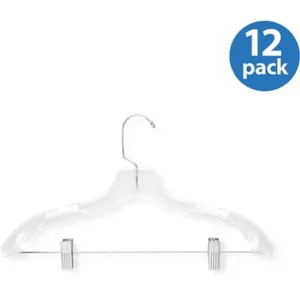 Honey Can Do Crystal Suit Hanger with Clips, Clear (Pack of 12)