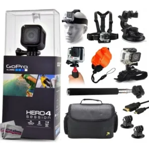 GoPro Hero 4 HERO4 Session CHDHS-101 with Headstrap + Chest Harness + Suction Cup + Handgrip + Floaty Strap + Wrist Hand Glove + Selfie Stick + Large Padded Case + HDMI Cable + Tripod adapter