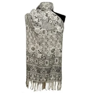 Amtal Women Reversible Paisley Brocade Floral Pashmina Shawl Scarf w/Fringes