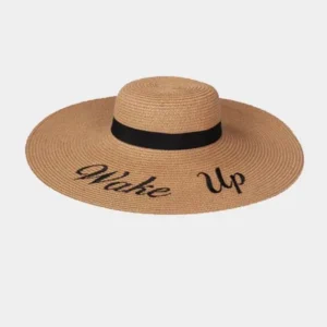 Amtal Women Bold Cursive Embroidered Beach Floppy Sun Summer Hat w/ Quotes