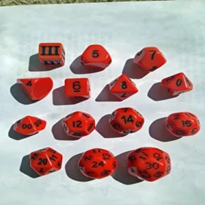 Orange - 14 Unusual Dice Set Approved for Use with Dungeon Crawl Classics