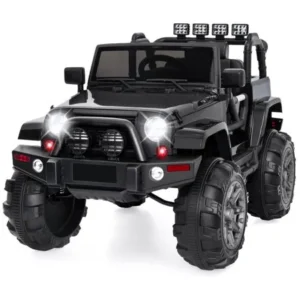 Best Choice Products 12V Kids Ride On Truck Car w/ Remote Control, 3 Speeds, Spring Suspension, LED Lights, AUX - Black